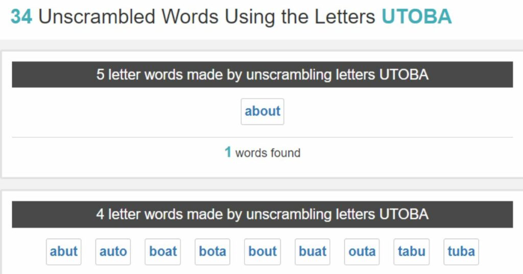 Utoba Unveiling the Utoba Vocabulary